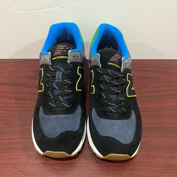 New Balance 574, ML574GF2, Black, Blue, Green, Yellow & Orange - Picture 8 of 13